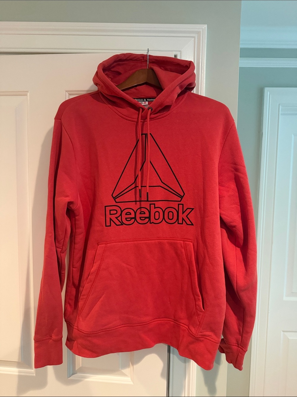 Reebok Red Pullover Hoodie with Black Logo